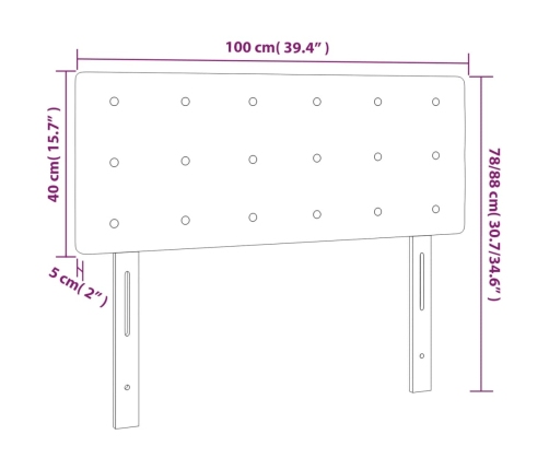 Cabecero de cuero sintético gris 100x5x78/88 cm