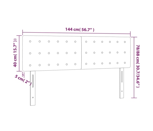 vidaXL Cabeceros 2 unidades tela gris claro 72x5x78/88 cm