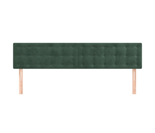 vidaXL Cabeceros 2 unidades de terciopelo verde oscuro 90x5x78/88 cm