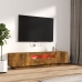 Set de muebles TV con LEDS 2 pzas contrachapada roble ahumado