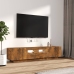 Set de muebles TV con LEDS 2 pzas contrachapada roble ahumado