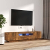 Set de muebles TV con LEDS 2 pzas contrachapada roble ahumado