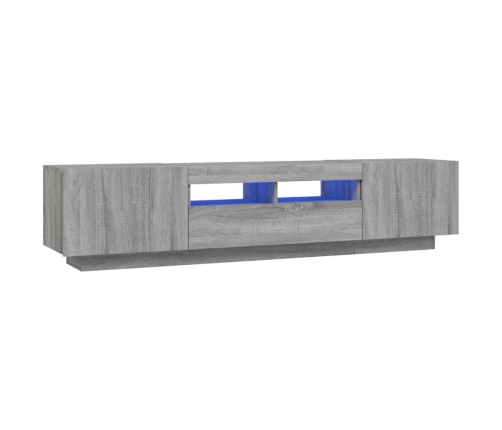 Set muebles TV con LEDs 2 pzas madera contrachapada gris Sonoma