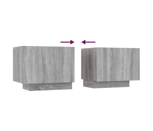 vidaXL Set muebles TV con LEDs 2 pzas madera contrachapada gris Sonoma