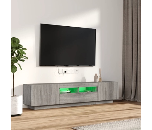 vidaXL Set muebles TV con LEDs 2 pzas madera contrachapada gris Sonoma