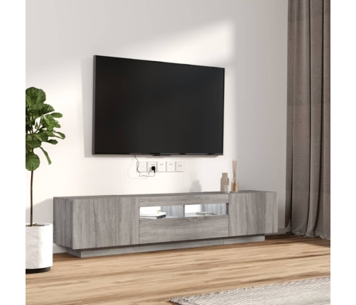 vidaXL Set muebles TV con LEDs 2 pzas madera contrachapada gris Sonoma