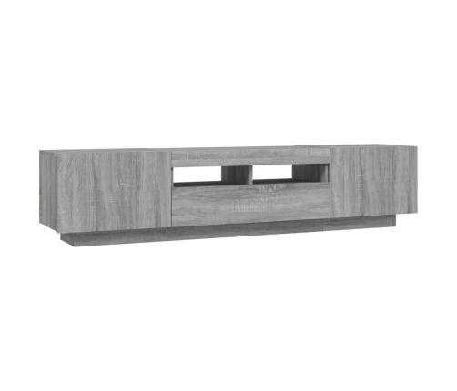 Set muebles TV con LEDs 2 pzas madera contrachapada gris Sonoma