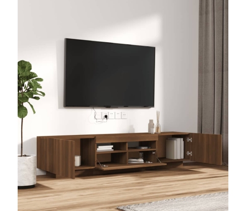 Set muebles TV con LED 2 pzas madera contrachapada roble marrón