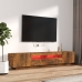 Set de muebles TV con LEDS 2 pzas contrachapada roble ahumado