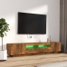 Set de muebles TV con LEDS 2 pzas contrachapada roble ahumado