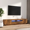 Set de muebles TV con LEDS 2 pzas contrachapada roble ahumado