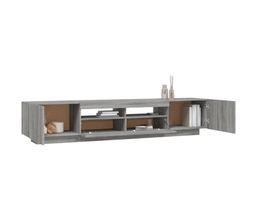 Set muebles TV con LEDs 2 pzas madera contrachapada gris Sonoma