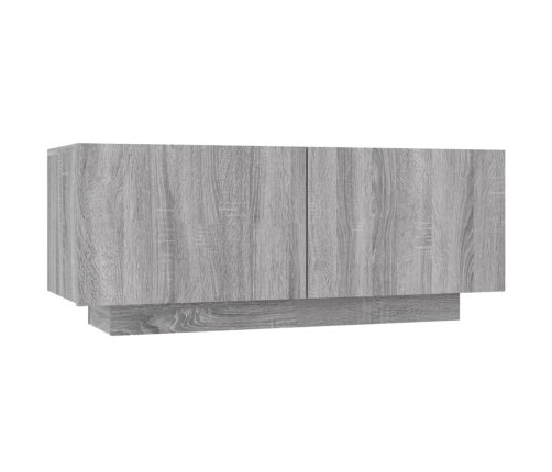 Set muebles TV con LEDs 2 pzas madera contrachapada gris Sonoma