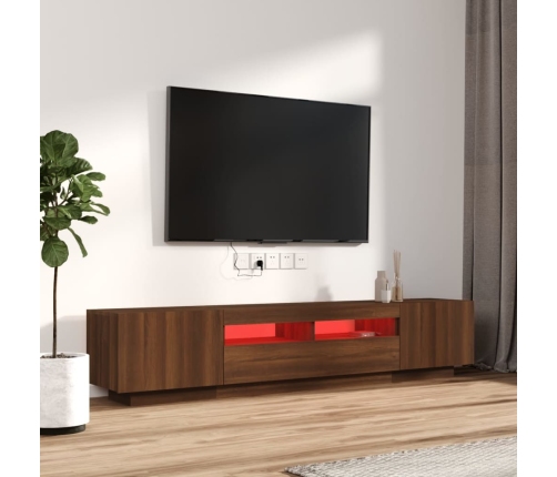 Set muebles TV con LED 2 pzas madera contrachapada roble marrón