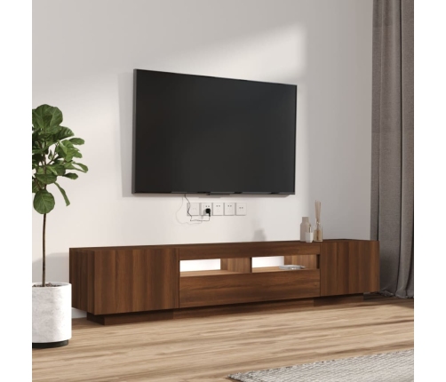 Set muebles TV con LED 2 pzas madera contrachapada roble marrón