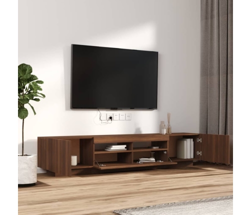 Set muebles TV con LED 2 pzas madera contrachapada roble marrón