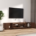 Set muebles TV con LED 2 pzas madera contrachapada roble marrón