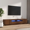 Set muebles TV con LED 2 pzas madera contrachapada roble marrón