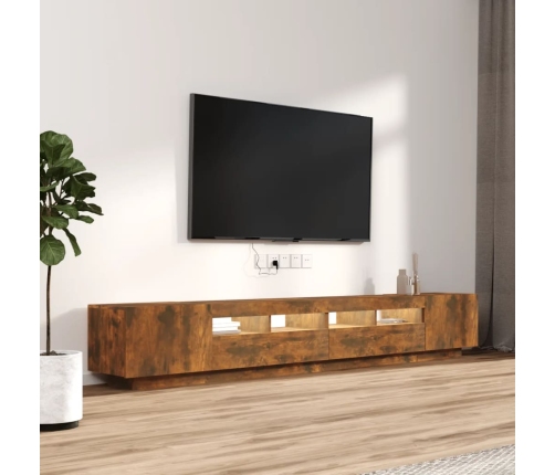 Set de muebles TV con LEDS 3 pzas contrachapada roble ahumado