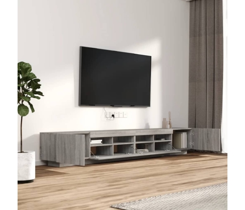 vidaXL Set muebles TV con LEDs 3 pzas madera contrachapada gris Sonoma