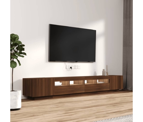 vidaXL Set muebles TV con LED 2 pzas madera contrachapada marrón roble