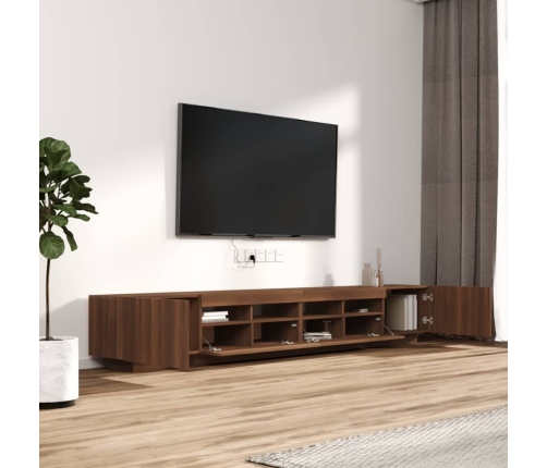 vidaXL Set muebles TV con LED 2 pzas madera contrachapada marrón roble