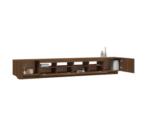 vidaXL Set muebles TV con LED 2 pzas madera contrachapada marrón roble