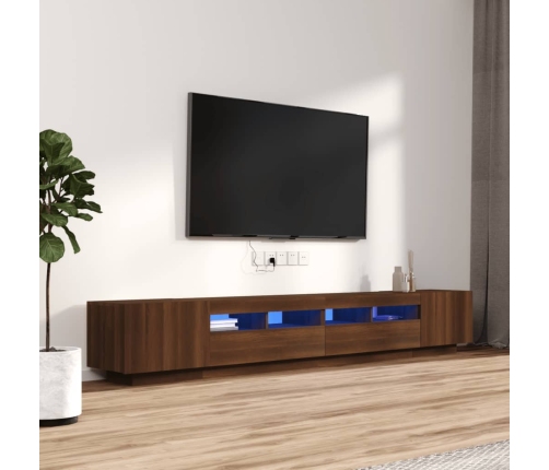 vidaXL Set muebles TV con LED 2 pzas madera contrachapada marrón roble