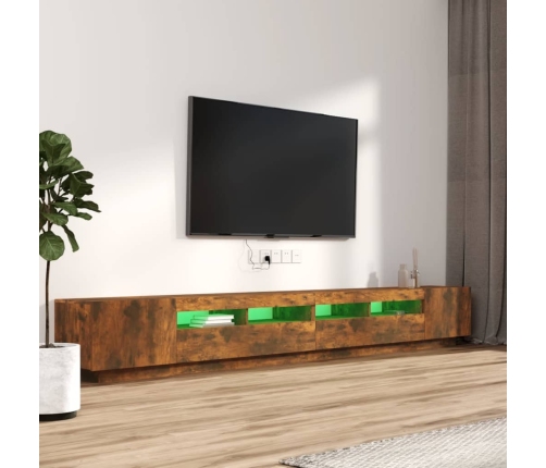 vidaXL Set de muebles TV con LEDS 3 pzas contrachapada roble ahumado