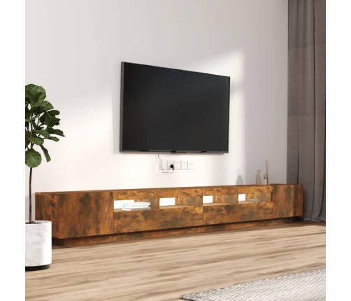 vidaXL Set de muebles TV con LEDS 3 pzas contrachapada roble ahumado