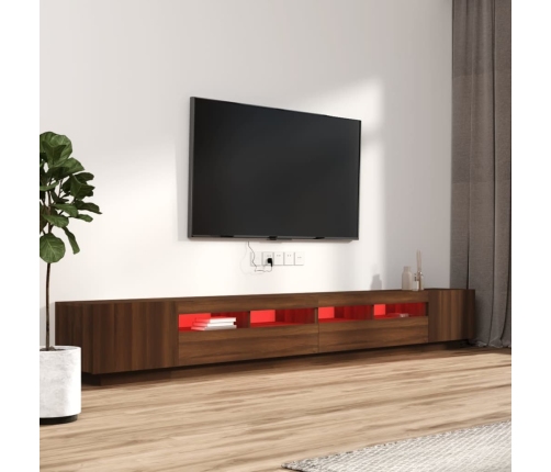 Set muebles TV con LED 3 pzas madera contrachapada roble marrón