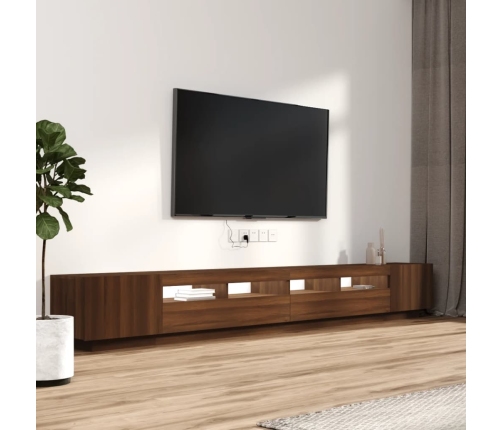 Set muebles TV con LED 3 pzas madera contrachapada roble marrón