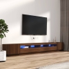 Set muebles TV con LED 3 pzas madera contrachapada roble marrón