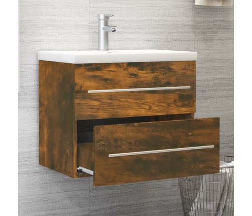 Mueble de baño con lavabo madera contrachapada roble ahumado