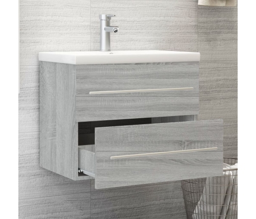 Mueble de baño con lavabo madera contrachapada gris Sonoma