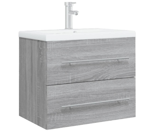 Mueble de baño con lavabo madera contrachapada gris Sonoma