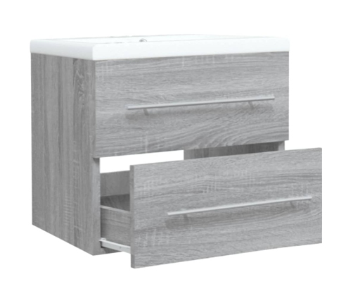 Mueble de baño con lavabo madera contrachapada gris Sonoma