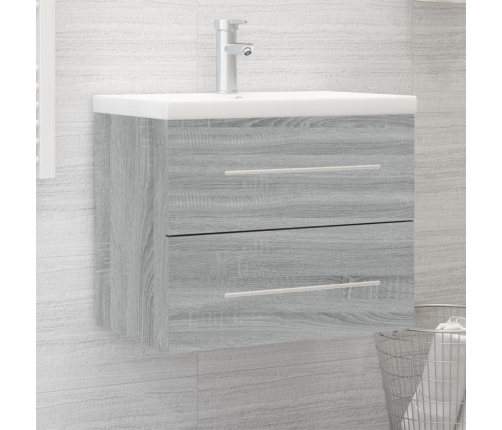 Mueble de baño con lavabo madera contrachapada gris Sonoma