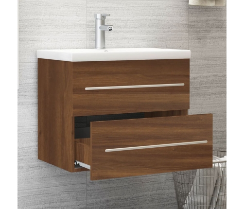 Mueble de baño con lavabo madera contrachapada marrón roble