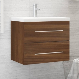 Mueble de baño con lavabo madera contrachapada marrón roble