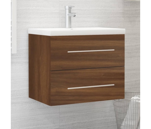 Mueble de baño con lavabo madera contrachapada marrón roble