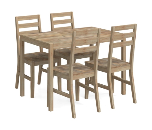 Juego de comedor 5 piezas madera maciza de acacia