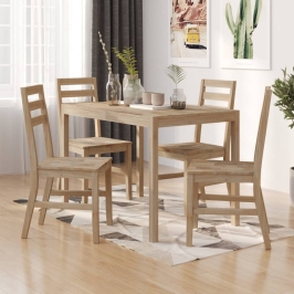 Juego de comedor 5 piezas madera maciza de acacia