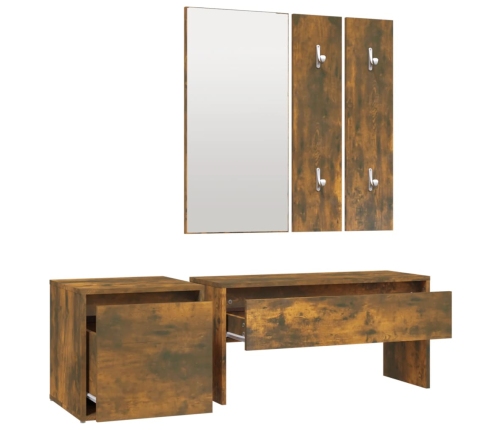 Set de muebles de recibidor madera contrachapada roble ahumado