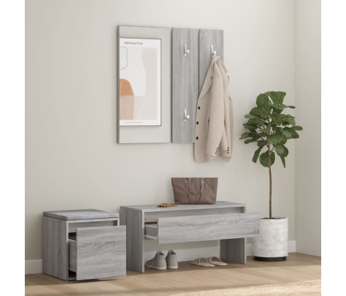 Set de muebles de recibidor madera contrachapada gris Sonoma