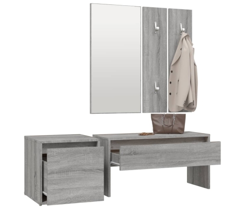 Set de muebles de recibidor madera contrachapada gris Sonoma