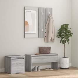 Set de muebles de recibidor madera contrachapada gris Sonoma