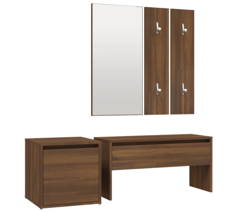 Set de muebles de recibidor madera contrachapada roble marrón