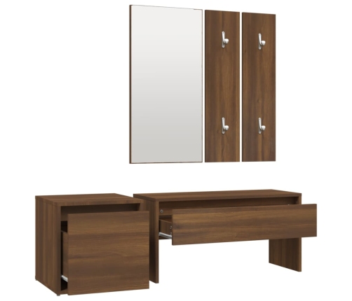 Set de muebles de recibidor madera contrachapada roble marrón