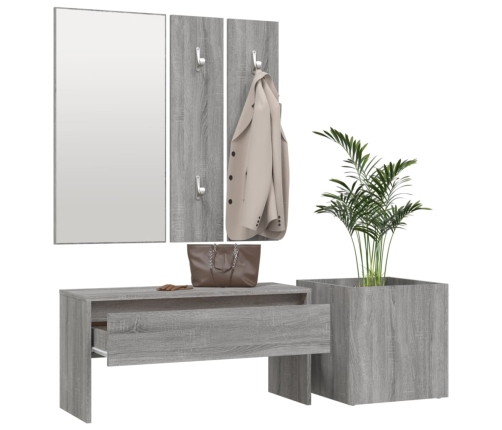 Set de muebles de recibidor madera contrachapada gris Sonoma